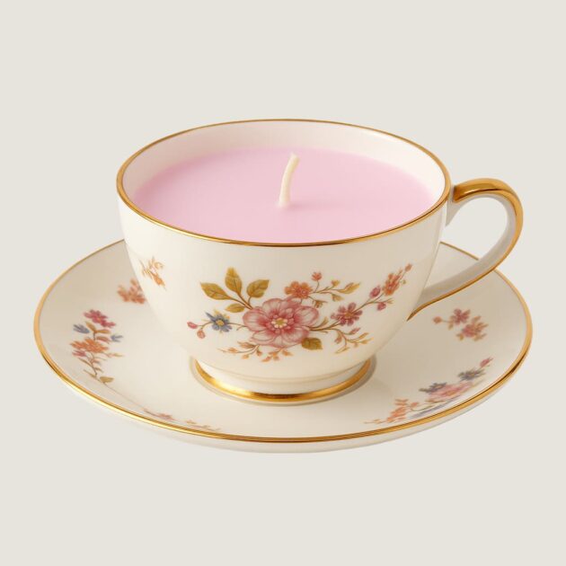 Velas em Chávenas Vintages_Antigas_Embaixada das flores